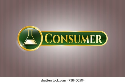  Shiny badge with test tube icon and Consumer text inside