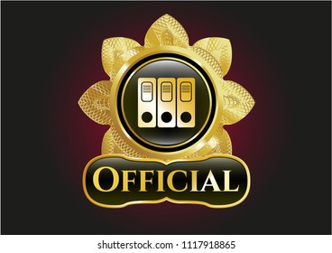  Shiny badge with three folders icon and Official text inside