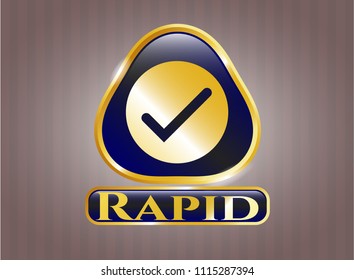  Shiny badge with tick icon and Rapid text inside