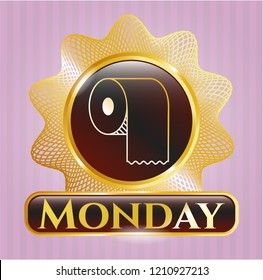  Shiny badge with toilet paper icon and Monday text inside