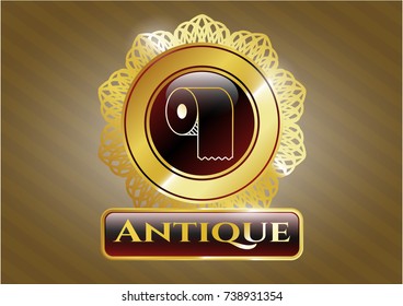  Shiny badge with toilet paper icon and Antique text inside