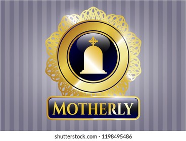  Shiny badge with tombstone icon and Motherly text inside