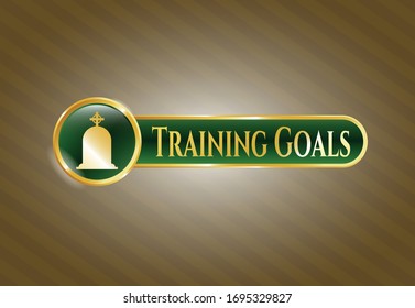  Shiny badge with tombstone icon and Training Goals text inside