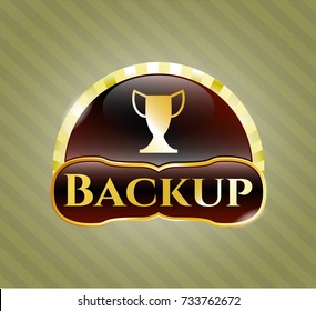  Shiny badge with trophy icon and Backup text inside