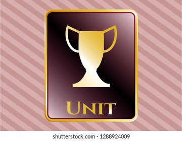  Shiny badge with trophy icon and Unit text inside