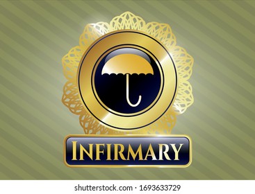  Shiny badge with umbrella icon and Infirmary text inside