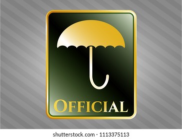   Shiny badge with umbrella icon and Official text inside