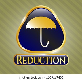   Shiny badge with umbrella icon and Reduction text inside