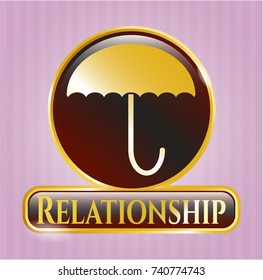  Shiny badge with umbrella icon and Relationship text inside