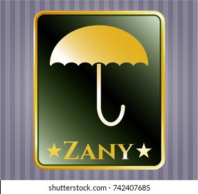  Shiny badge with umbrella icon and Zany text inside