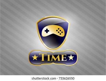  Shiny badge with video game icon and Time text inside