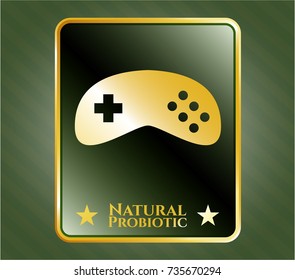  Shiny badge with video game icon and Natural Probiotic text inside
