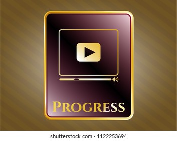  Shiny badge with video player icon and Progress text inside