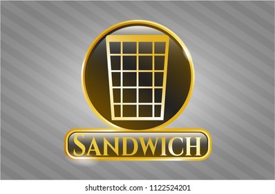  Shiny badge with wastepaper basket icon and Sandwich text inside