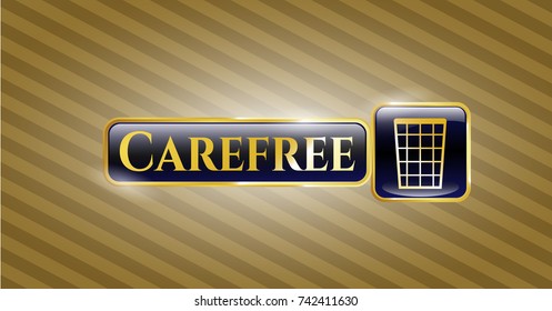  Shiny badge with wastepaper basket icon and Carefree text inside