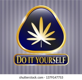  Shiny badge with weed leaf icon and Do it yourself text inside