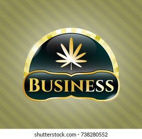  Shiny badge with weed leaf icon and Business text inside