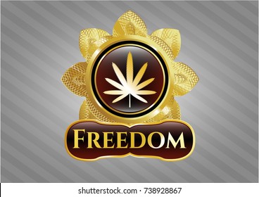  Shiny badge with weed leaf icon and Freedom text inside
