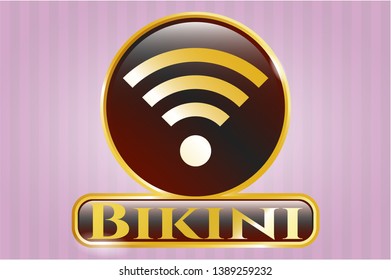  Shiny badge with wifi signal icon and Bikini text inside