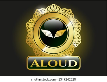  Shiny badge with wings icon and Aloud text inside