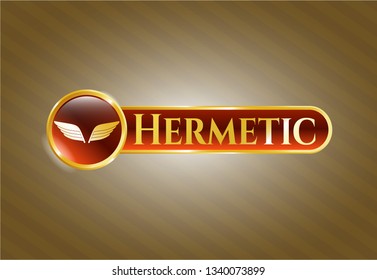  Shiny badge with wings icon and Hermetic text inside
