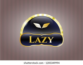  Shiny badge with wings icon and Lazy text inside