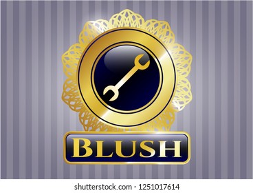  Shiny badge with wrench icon and Blush text inside
