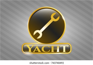  Shiny badge with wrench icon and Yacht text inside