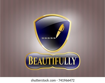  Shiny badge with writer icon and Beautifully text inside