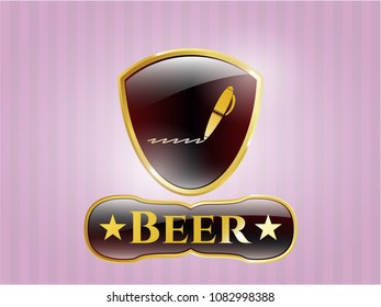   Shiny badge with writer icon and Beer text inside