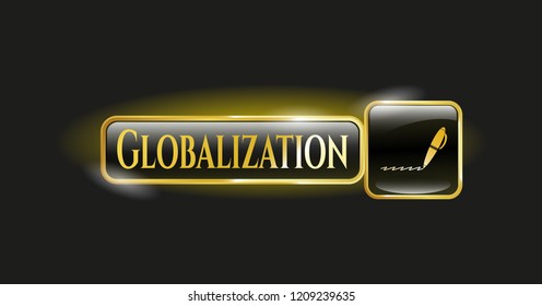  Shiny badge with writer icon and Globalization text inside