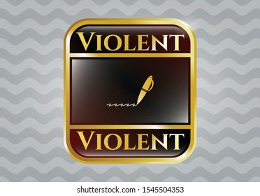  Shiny badge with writer icon and Violent text inside