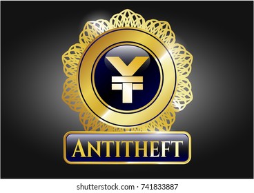  Shiny badge with yuan icon and Antitheft text inside