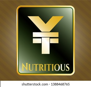  Shiny badge with yuan icon and Nutritious text inside