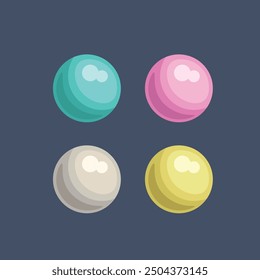 shiny ball set with different color in flat vector design.