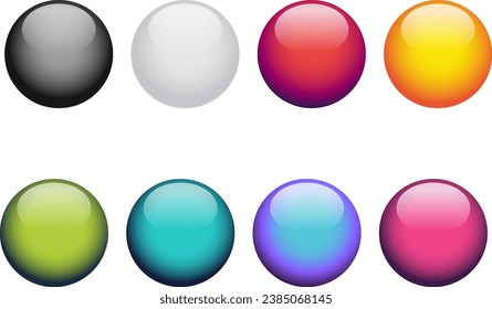 Shiny balls of different colors isolated on white. Vector illustration.