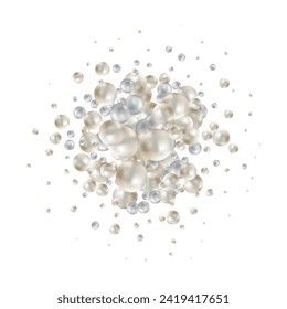 Shiny balls with different size on simple gradient background. Glossy bubbles in empty space. Abstract composition with chaotic floating spheres. 3d rendering