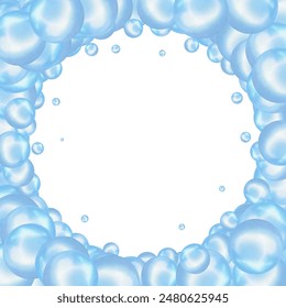 Shiny balls with different size on simple gradient background. Glossy bubbles in empty space. Abstract composition with chaotic floating spheres. 3d rendering