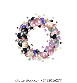 Shiny balls with different size on simple gradient background. Glossy bubbles in empty space. Abstract composition with chaotic floating spheres. 3d rendering