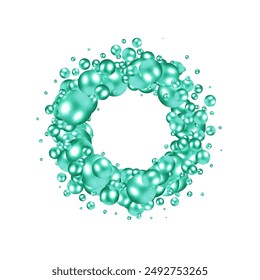 Shiny balls with different size on simple gradient background. Glossy bubbles in empty space. Abstract composition with chaotic floating spheres. 3d rendering.