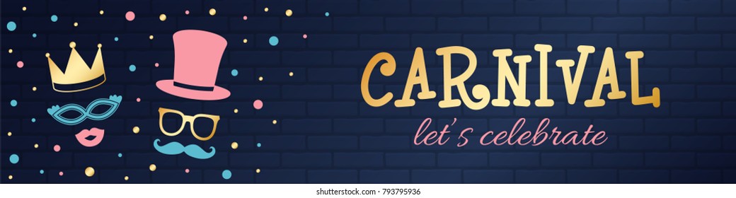 Shiny banner for Carnival Party. Vector.