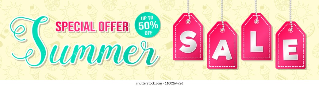 Shiny banner for a Summer Sale. Vector.