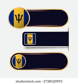 Shiny Barbados Flag Banners Set