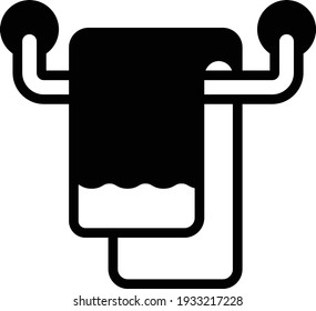 Brillante Baño Vector Interior Glifo Icono Diseño, Símbolos de lavado y limpieza en seco sobre fondo blanco, Concepto de toalla colgante, Lavandería ilustración de material comercial
