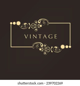 Shiny beautiful vintage frame with space for your text on brown background.