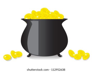 shiny black copper full of gold coins