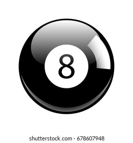 Shiny Black Eight Pool - Billiard Ball Icon Vector Isolated