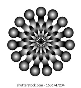 shiny black flower logo with round decoration