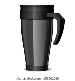 Shiny black Metal travel thermo-cup vector