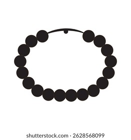 Um colar de pérola preto brilhante, um belo presente de joias com contas redondas, isolado em um fundo branco